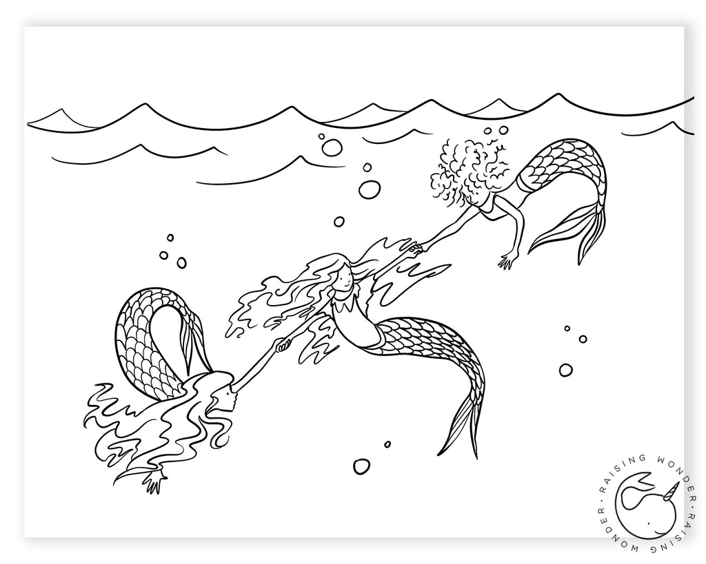 Single Coloring Page-Mermaids