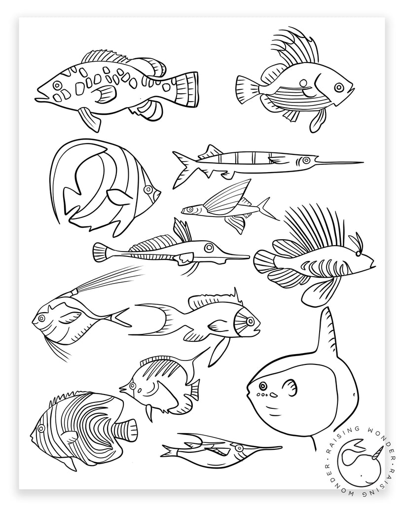 Single Coloring Page-Tropical Fish