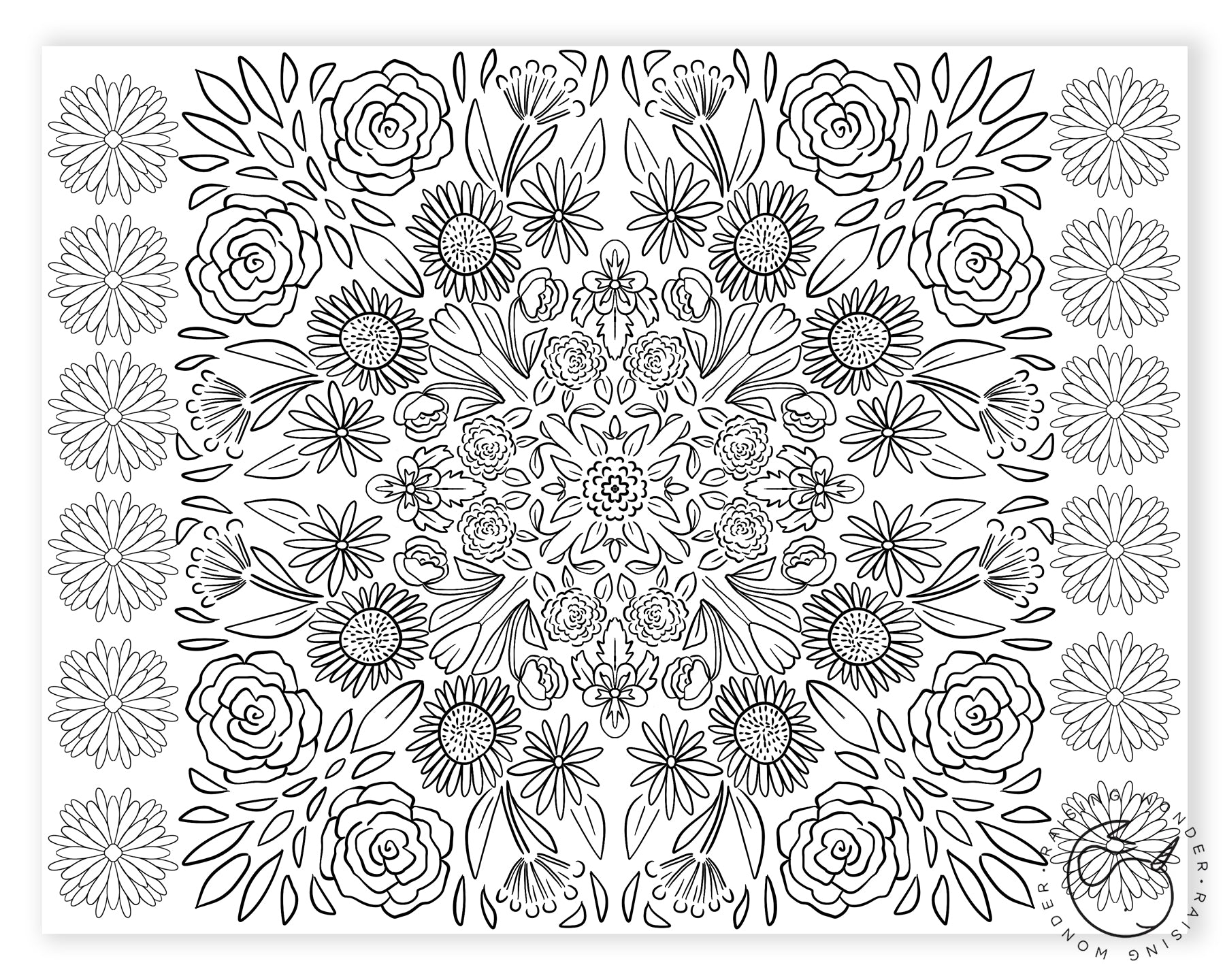 Single Coloring Page-Flower Mosaic – Sarah Jane Studios single-coloring-page-flower-mosaic-sarah-jane-studios