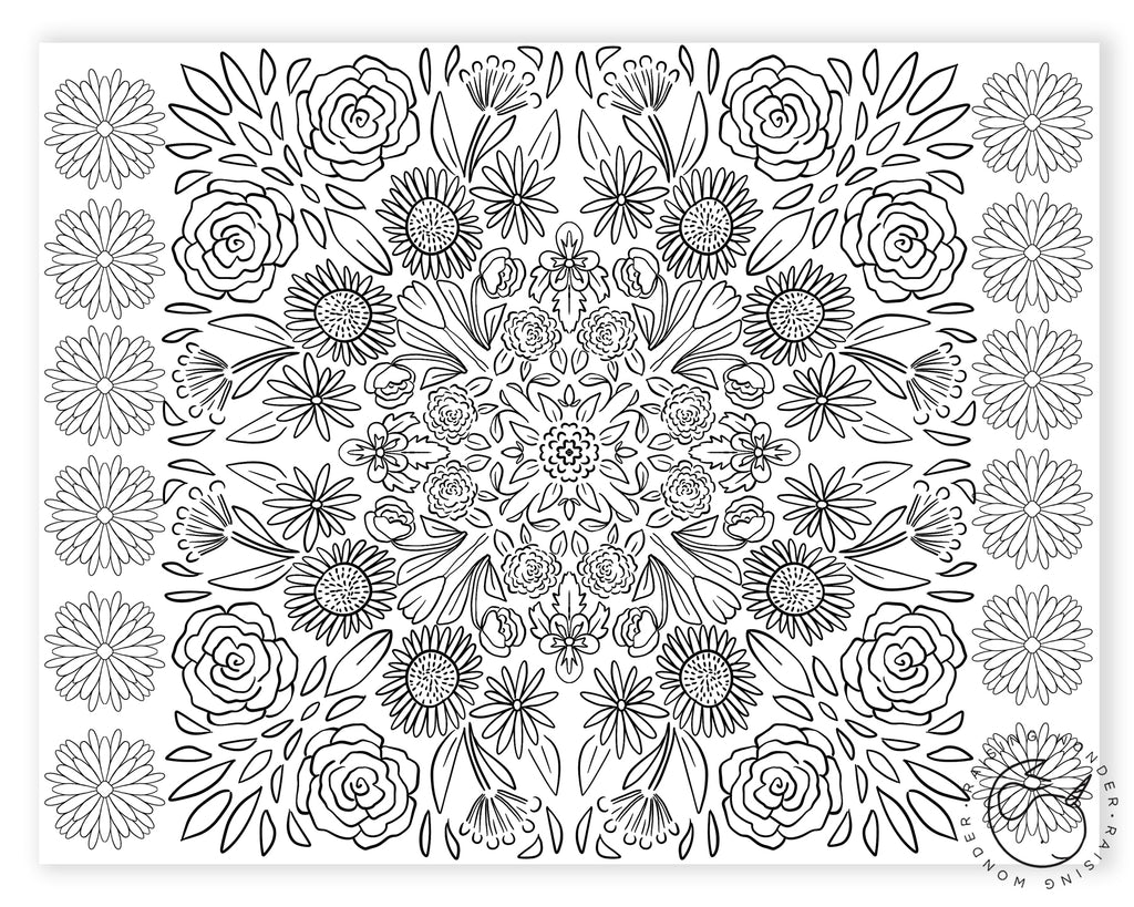 Single Coloring Page-Flower Mosaic