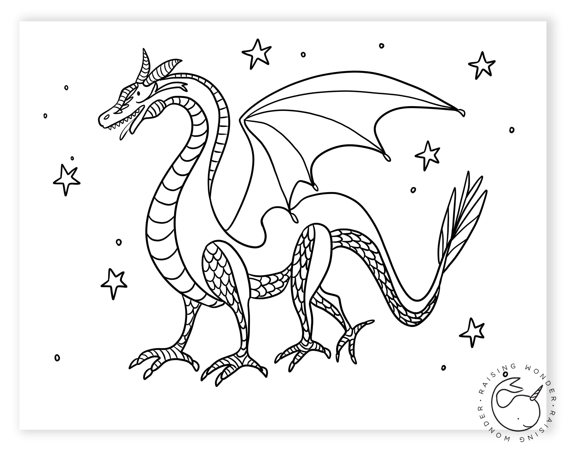 Single Coloring Page-Dragon Single Coloring Page-Dragon