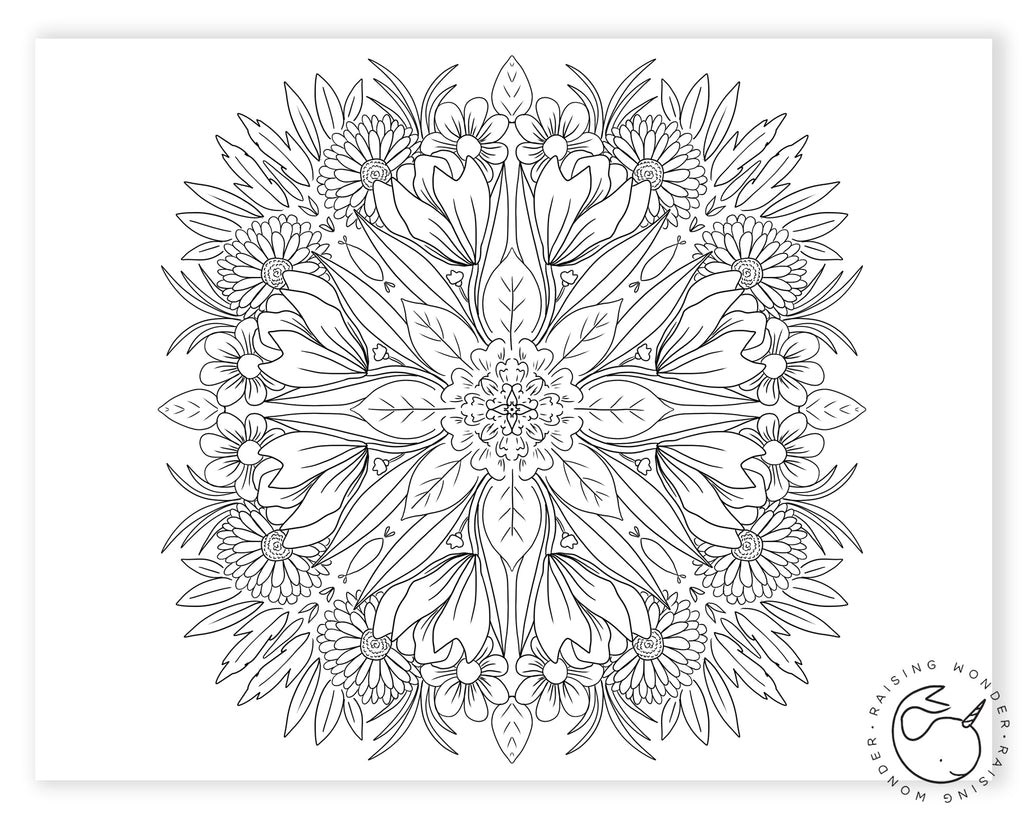 Single Coloring Page-Floral Mosaic