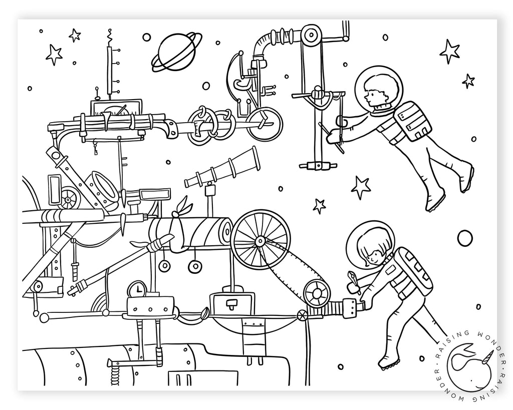 Single Coloring Page-Mechanically Minded
