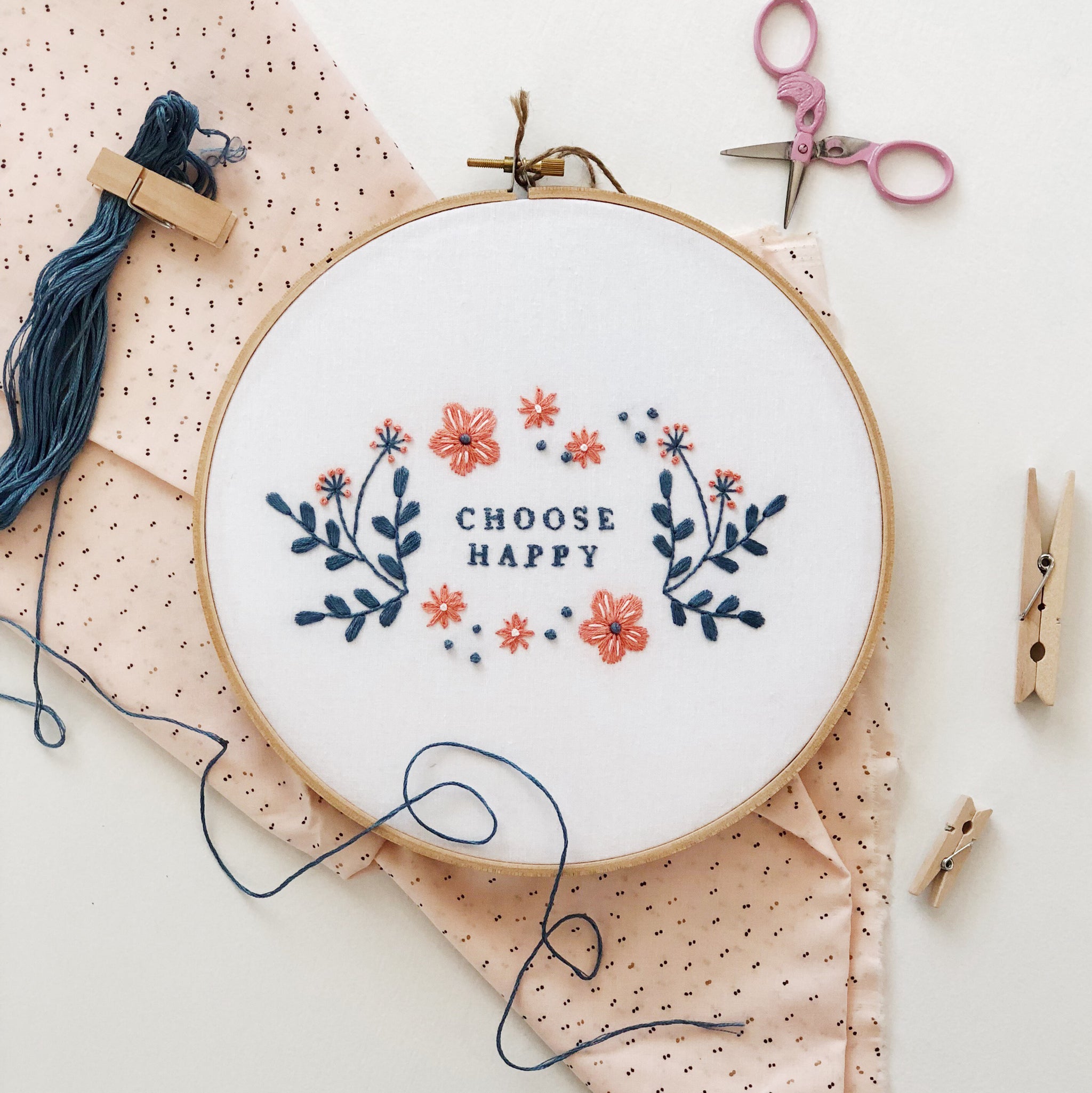Choose Happy Embroidery Pattern – Sarah Jane Studios