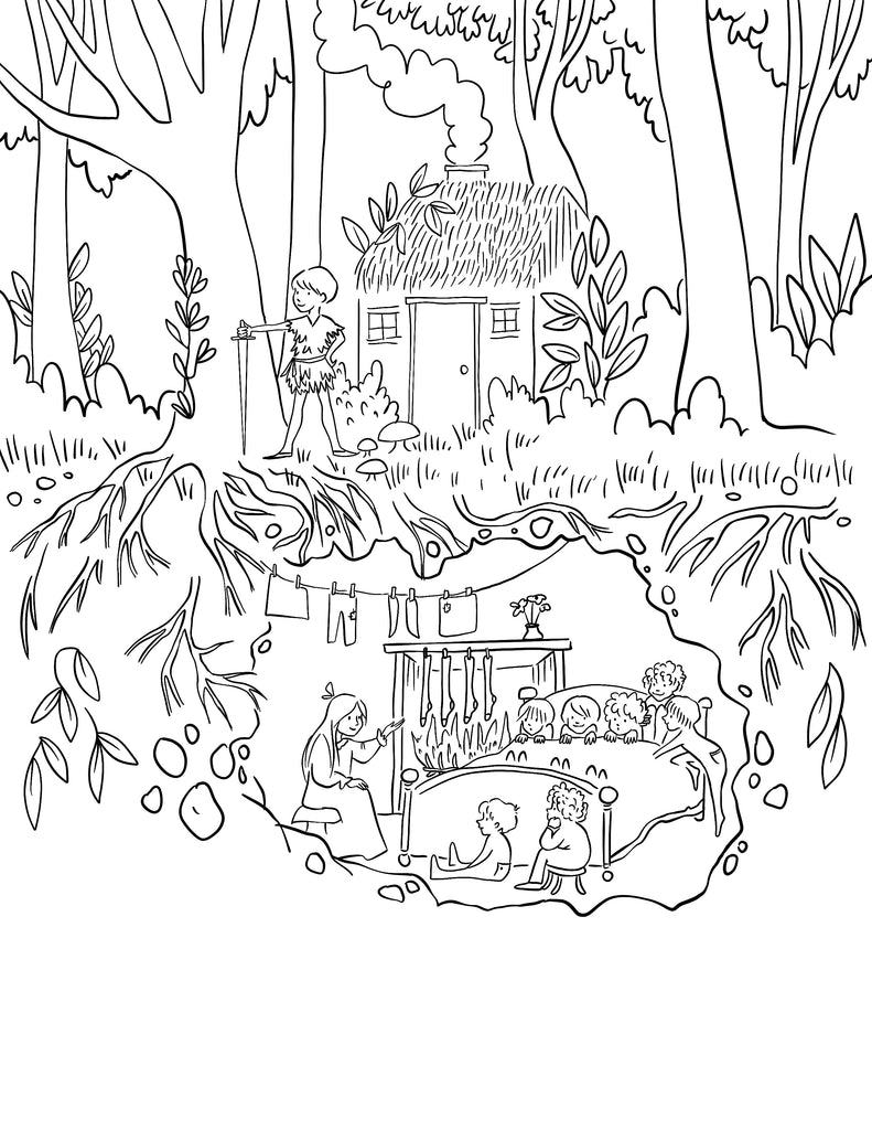 Single Coloring Page-Peter Pan House