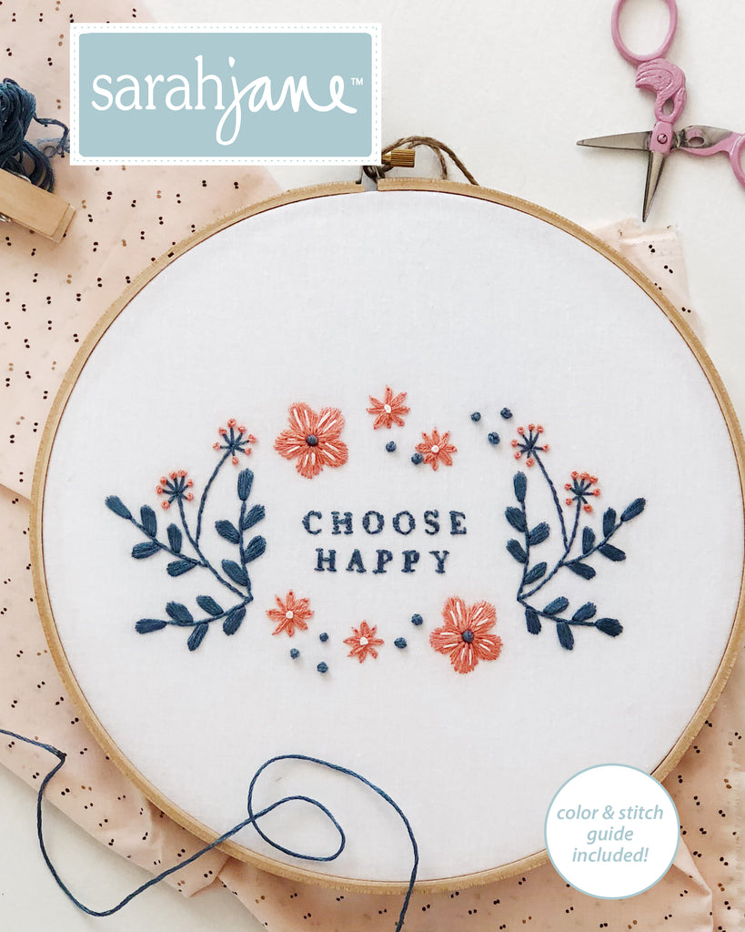 Choose Happy Embroidery Pattern